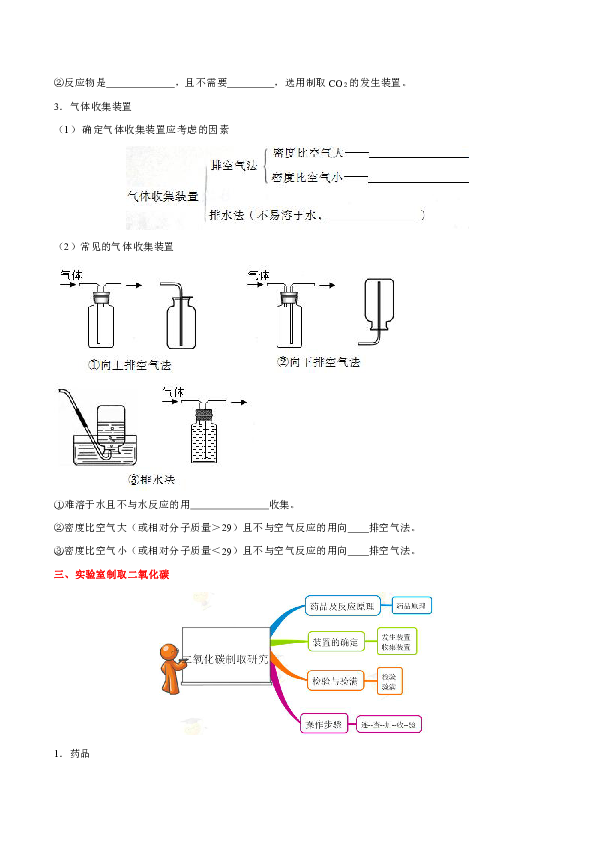 人教版初中化学九年级上专题训练，同步练习，复习补习资料：课题2 二氧化碳制取的研究