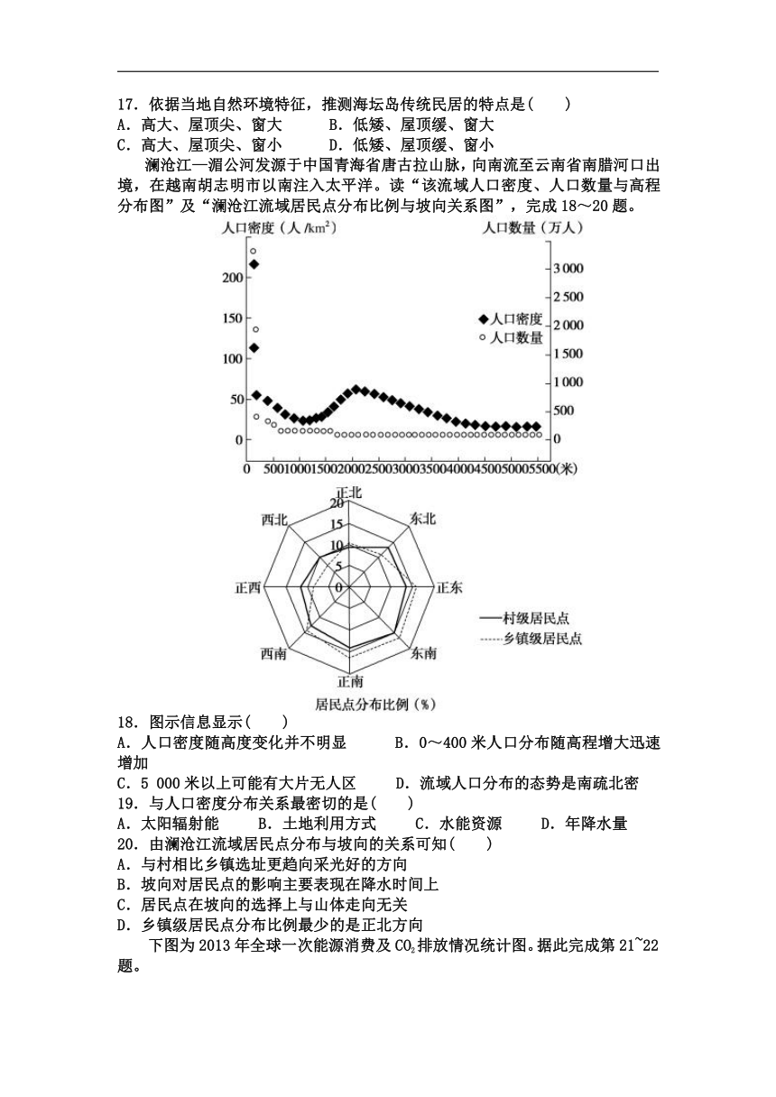 山西省应县一中2017-2018学年高一下学期第八次月考地理试卷Word版含答案