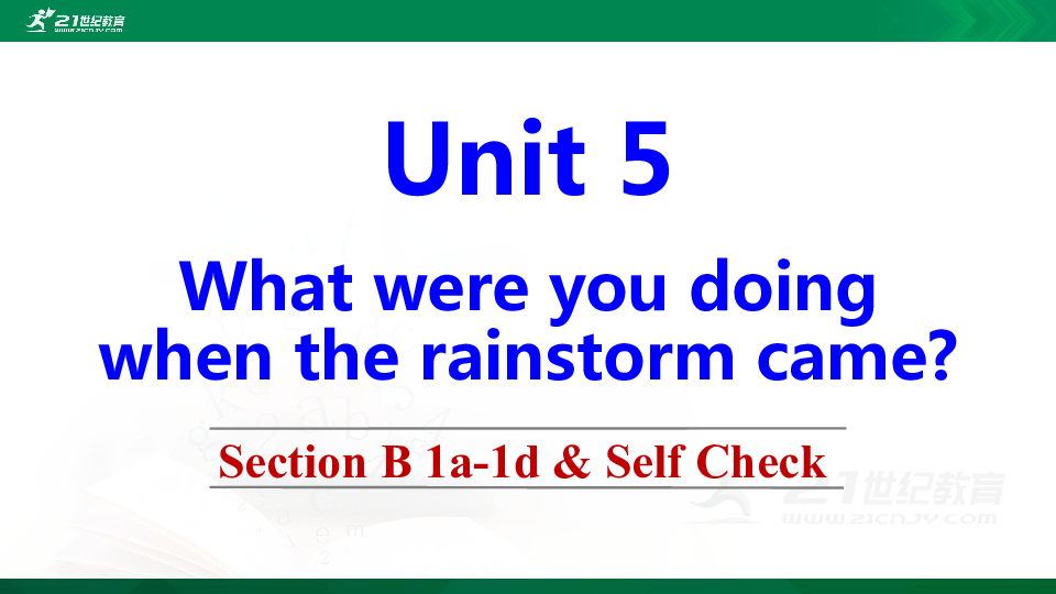 Unit 5 What were you doing when the rainstorm came Section B 1a-1d & Self Check (20张PPT)（内嵌音频）