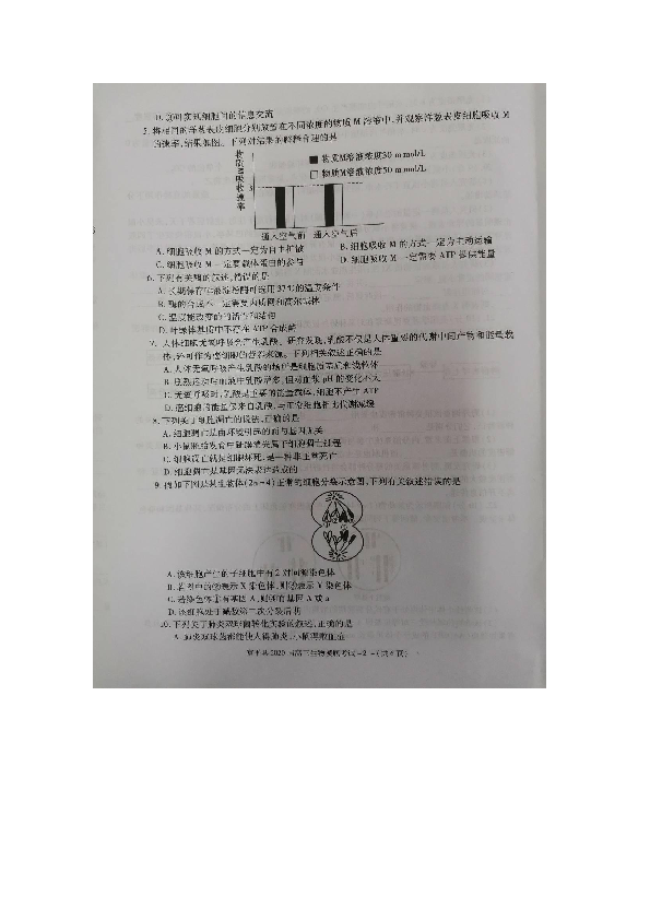 陕西省渭南市富平县2020届高三上学期第一次摸底考试生物试题 扫描版含答案