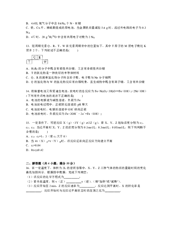 河北省衡水市武邑中學2014-2015學年高二下學期周測