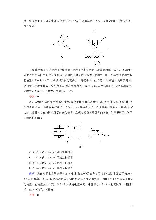 2019届高考物理二轮复习选择题满分练2