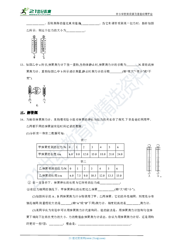 3.2力的存在（第2课时） 试卷