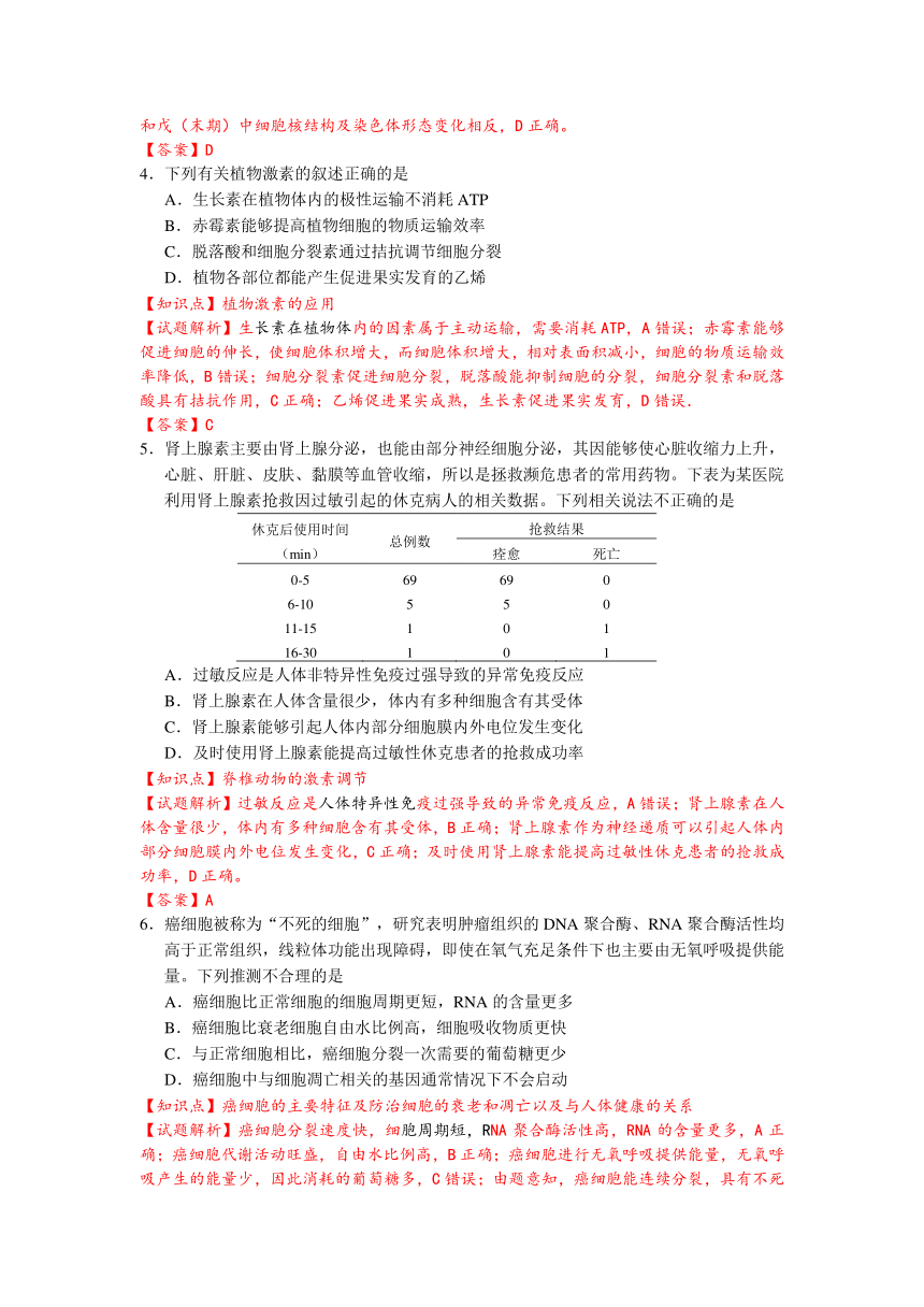 四川省绵阳市2016届高三三诊考试生物试题（解析版）