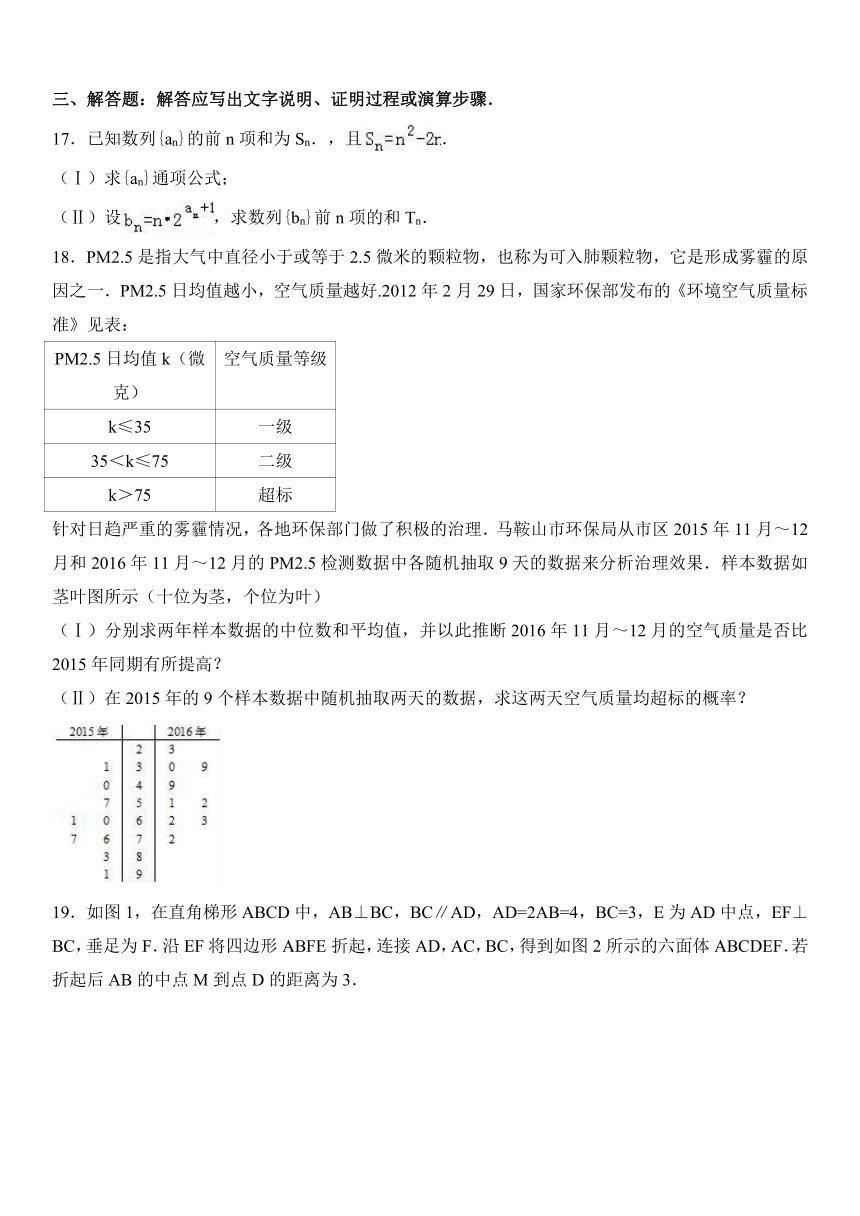 2017年安徽省马鞍山市高考数学一模试卷（文科）（解析版）