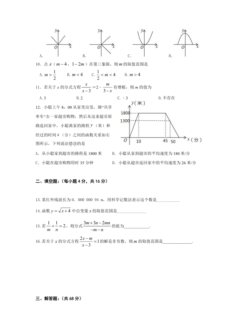 海南省海口市第十四中学2020-2021学年第二学期八年级数学第一次月考试题（word版，含答案）