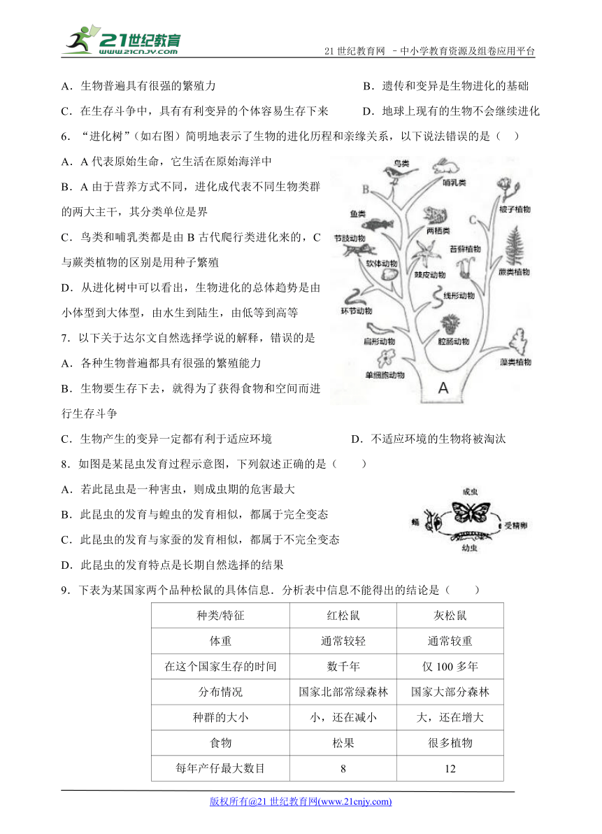 第三章   生命起源和生物进化单元检测（一）（含答案）