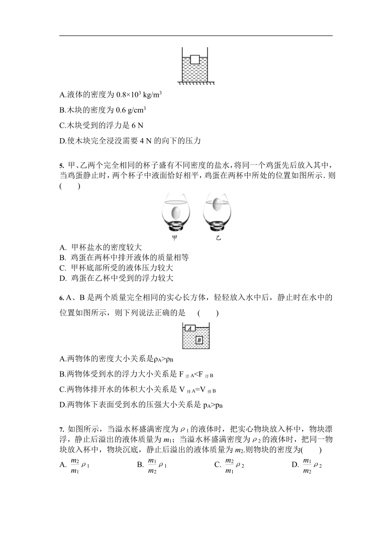 2021中考物理 专题训练：压强与浮力（含答案）