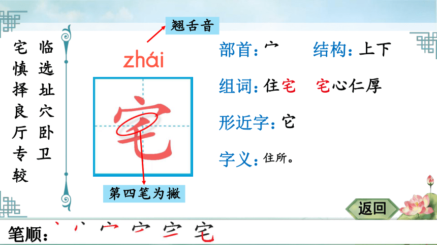 部编版四年级语文上册11蟋蟀的住宅生字笔顺课件共14张ppt