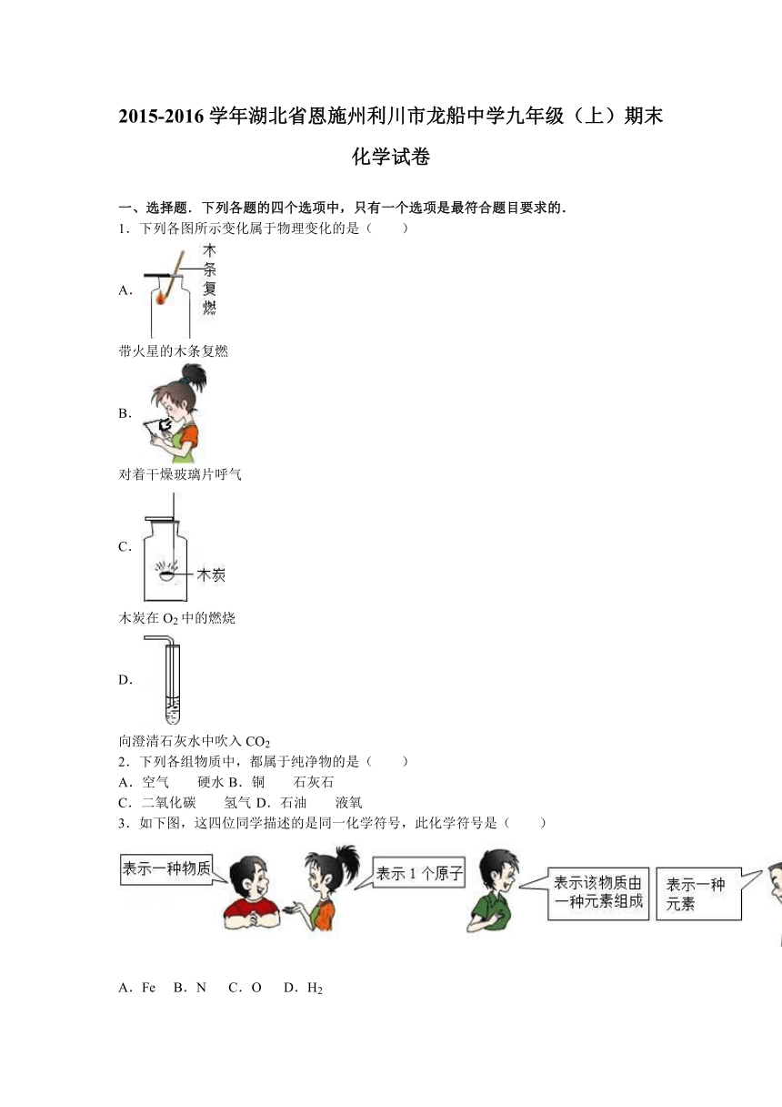 湖北省恩施州利川市龙船中学2015-2016学年上学期九年级（上）期末化学试卷（解析版）