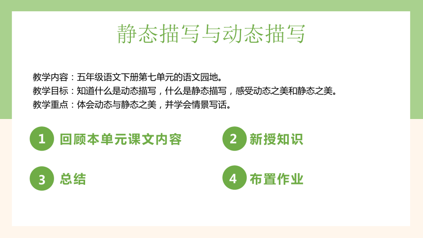 統編版五年級下冊語文語文園地七動態描寫與靜態描寫課件16張