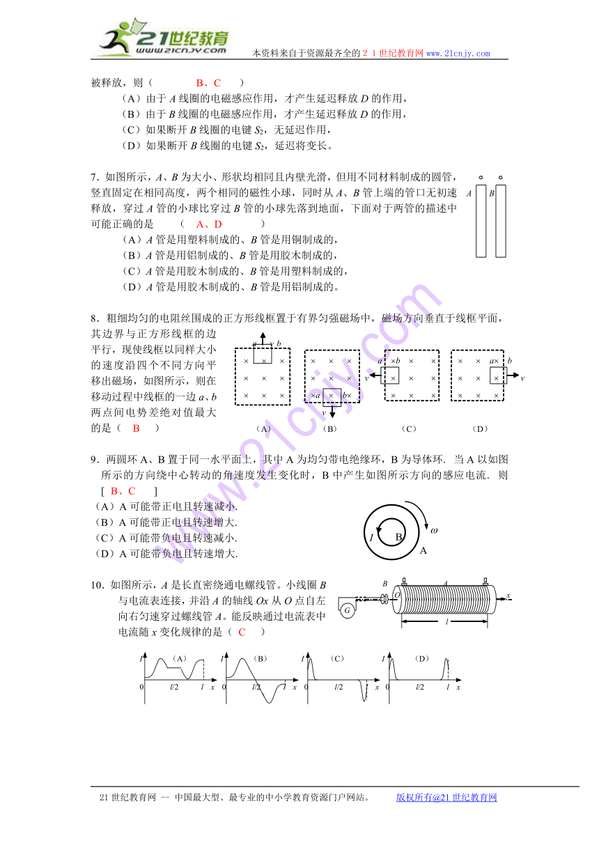 2014高中物理 第1章 电磁感应 章末检测1（教科版选修3-2）