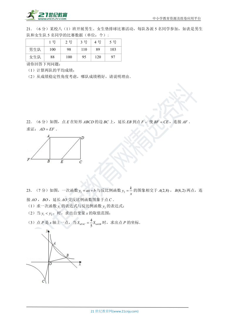 浙教版2021年八年级（下）数学期末全真模拟卷（5）（含答案）