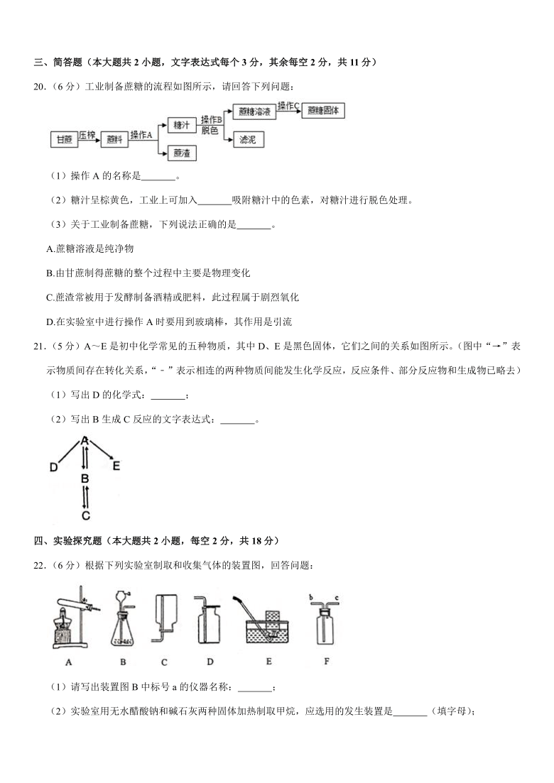 2020-2021学年湖南省长沙市雅礼教育集团联考九年级（上）期中化学试卷（解析版）