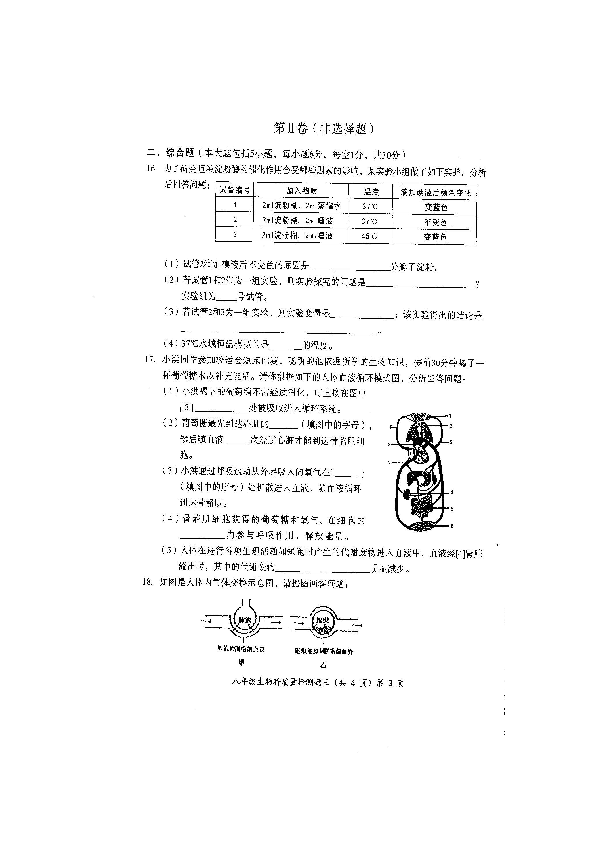 广西南宁市2020年春季学期冀少版八年级生物中考复习七年级下册全册质量检测题（扫描版含答案）