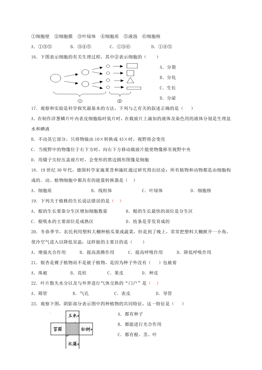 云南省昆明市2016_2017学年七年级生物上学期期末考试试题新人教版