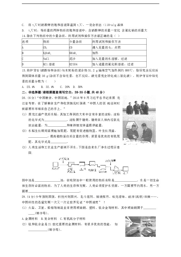 2019年黑龙江省哈尔滨市中考化学试题（Word版，含图片答案）
