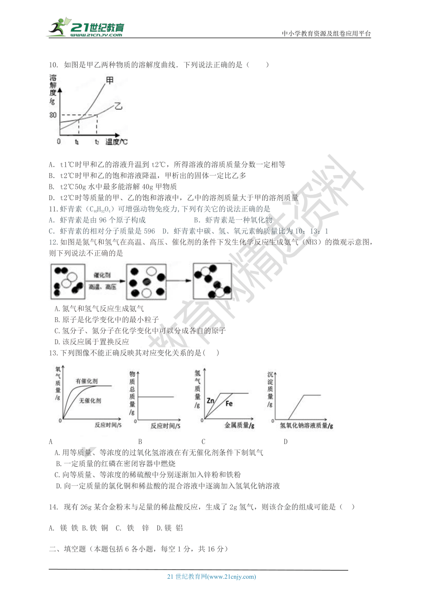 2020年中招最新模拟考试化学试卷（2）