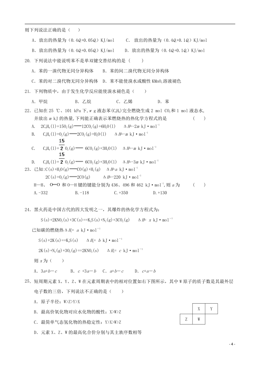 吉林省长春汽车经济开发区第六中学2017-2018学年高一化学下学期期中试题