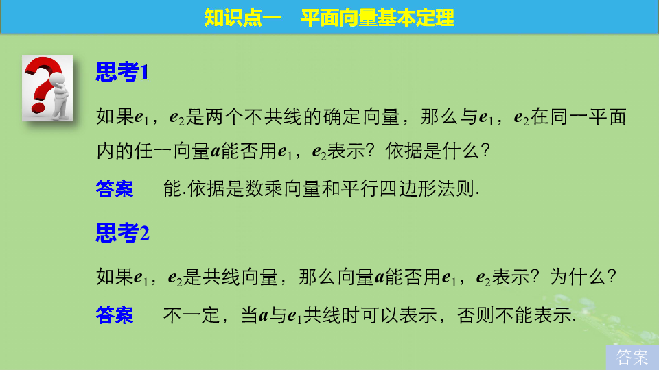 2018_2019高中数学第2章平面向量2.3.1平面向量基本定理课件苏教版必修4（34张PPT）