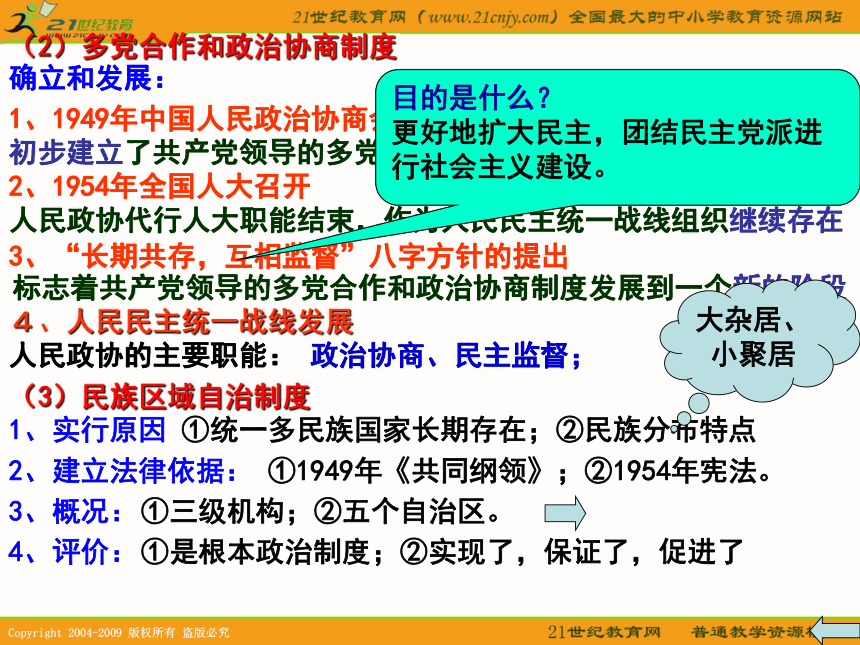 2010届高考历史专题复习精品系列04：《现代中国的政治建设与祖国统一》