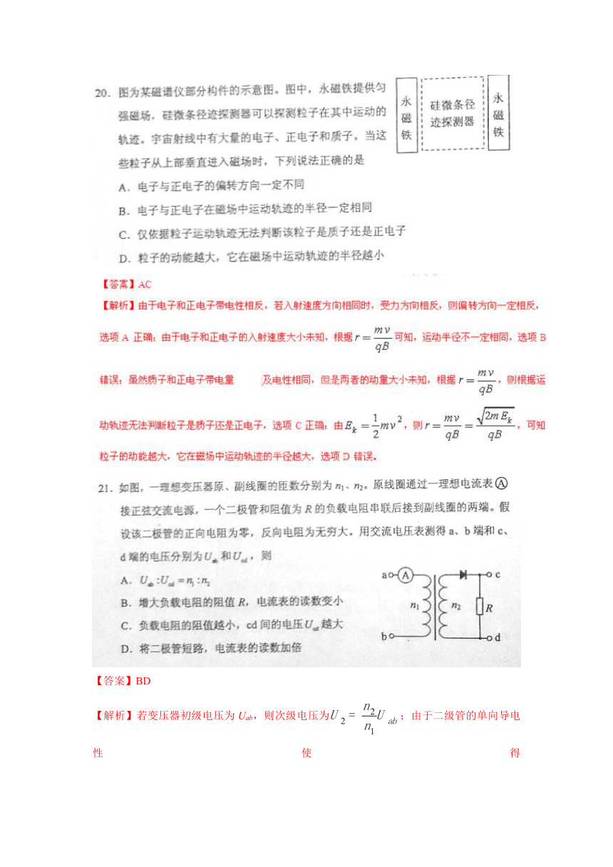 2014年高考真题——理综物理（新课标Ⅱ卷）word解析版