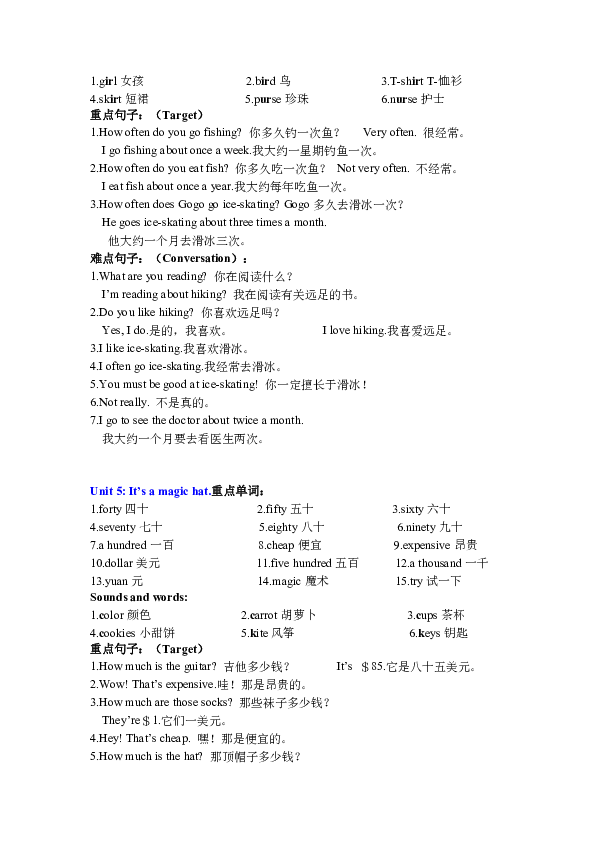 開心學英語 book 7 重點單詞句型