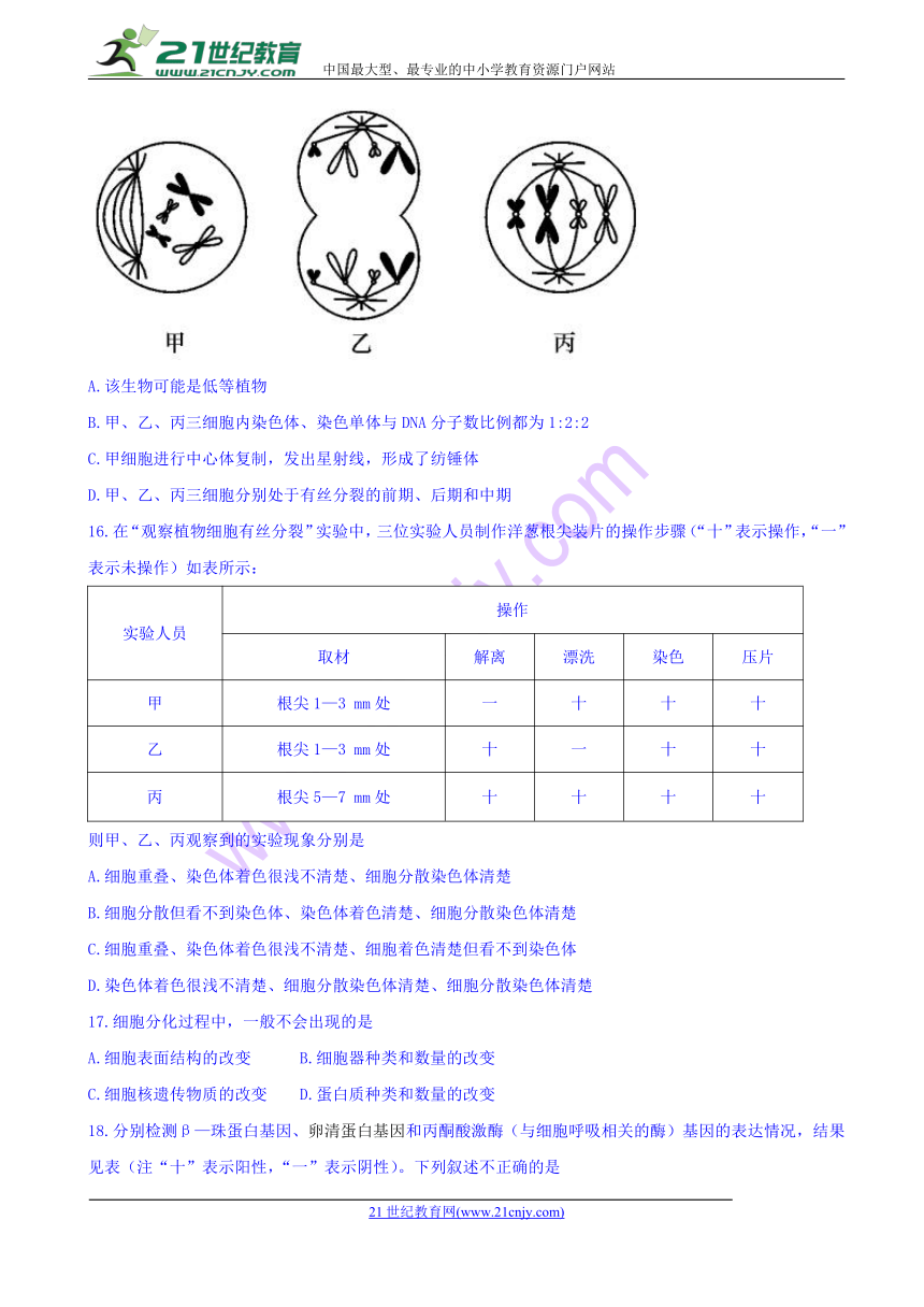 湖南省长郡中学2017-2018学年高一下学期期中考试生物试题