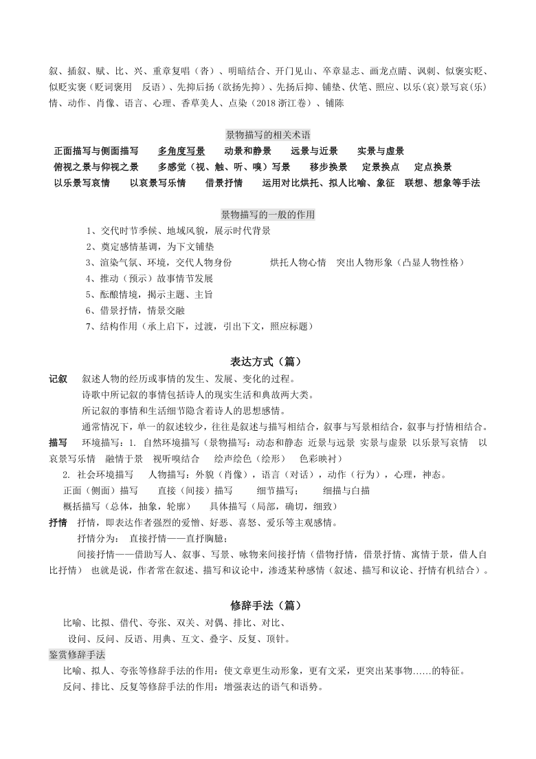 课堂精华，纯干货！古代诗歌鉴赏知识技巧全梳理（直接打印）