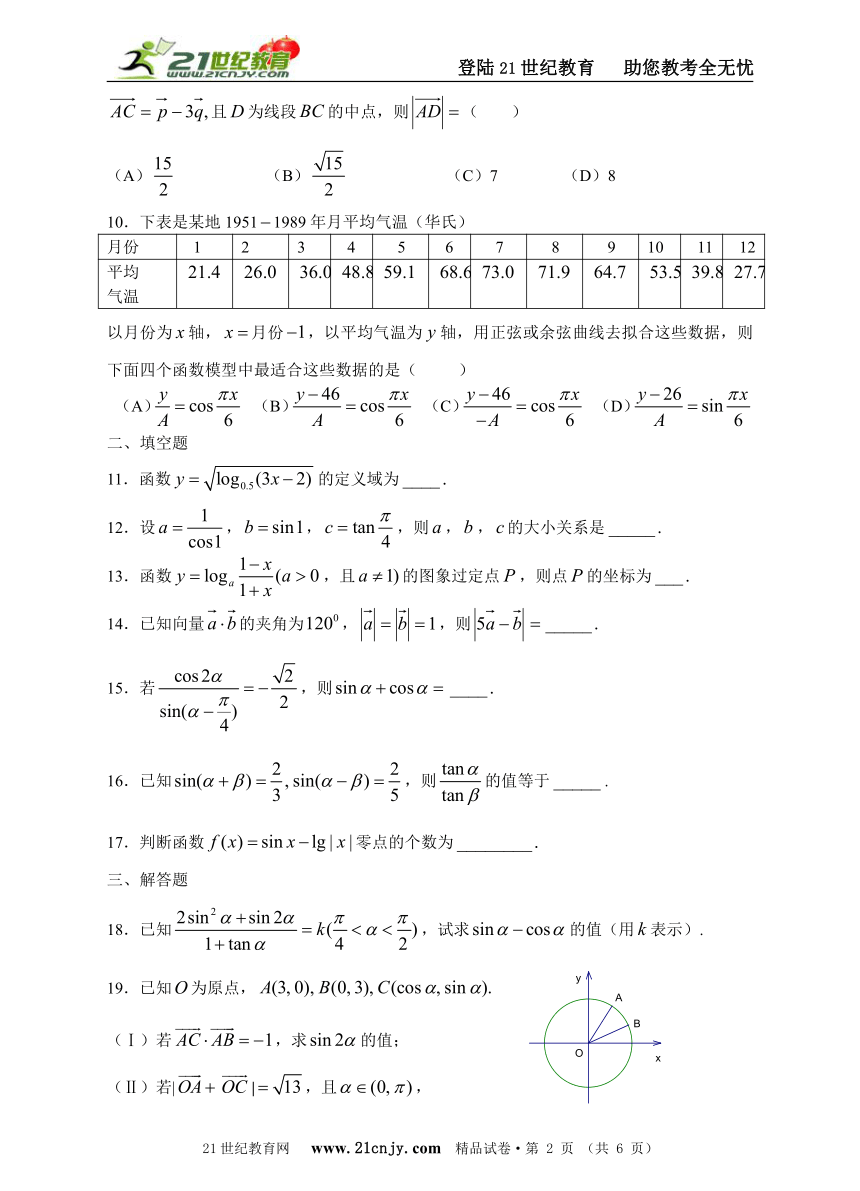 宁波万里中学2008高一上数学期末试卷(浙江省宁波市)