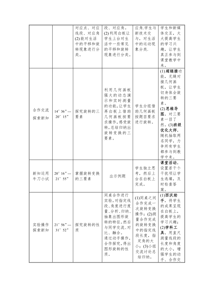 沪科版（2012）初中数学九年级下册 24.1 旋转 教案