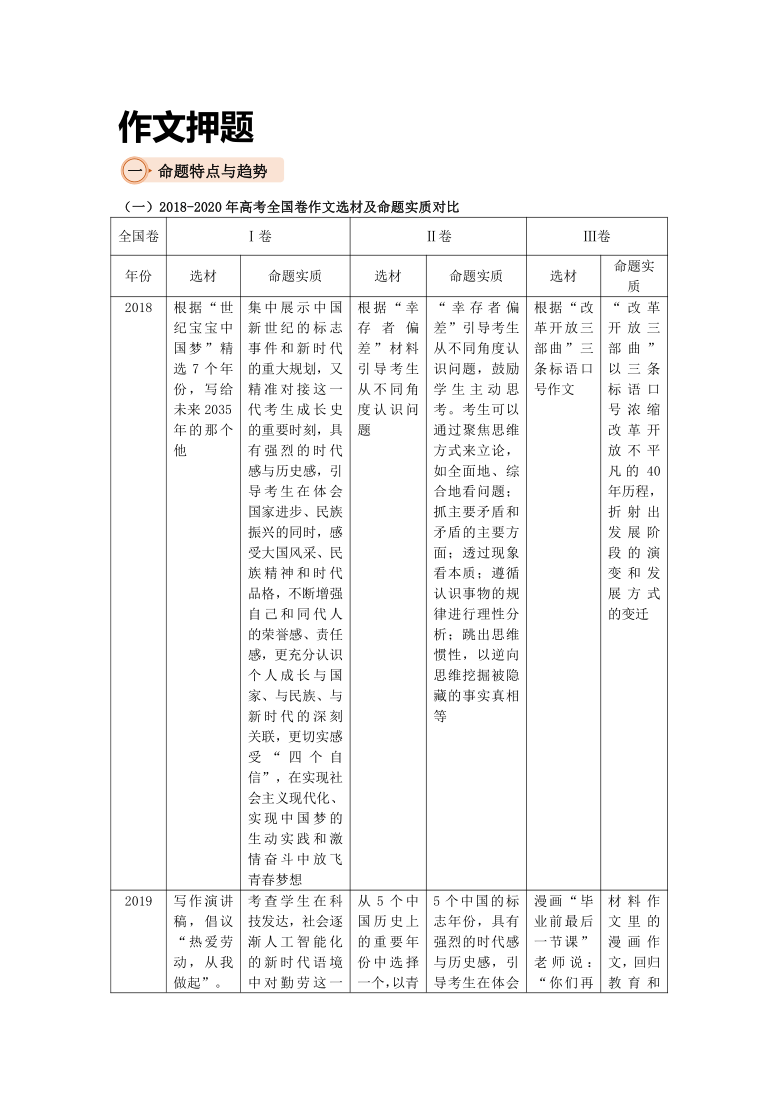 2021年高考语文作文押题预测