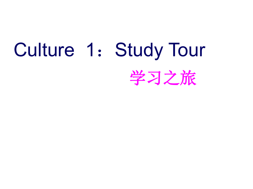 Culture 1：Study tour 课件