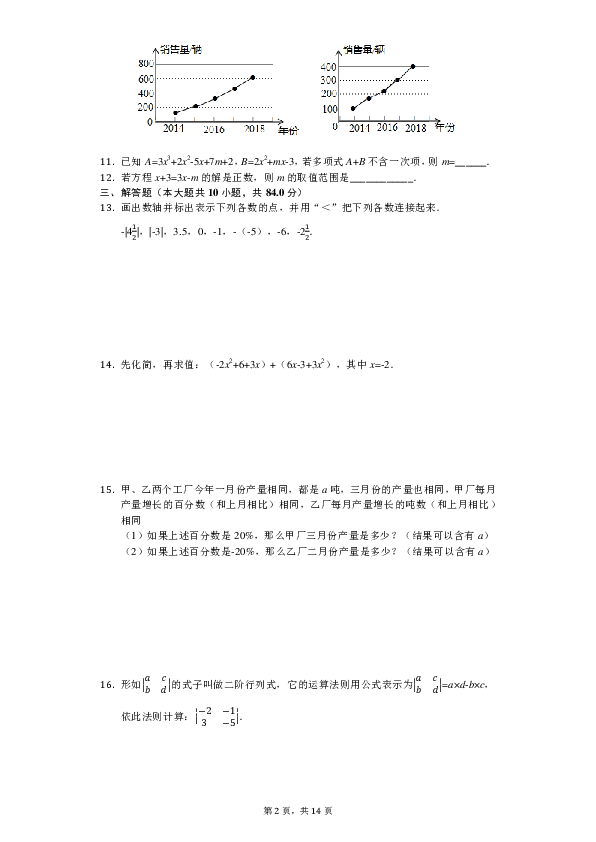 山东省藤州市2018－2019学年七年级数学上册期末模拟测试试卷（pdf版）