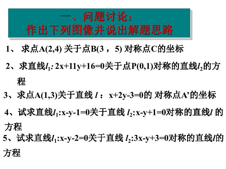 沪教版高中数学高二下册 -11.1 点与直线间的对称问题 课件(共14张PPT)