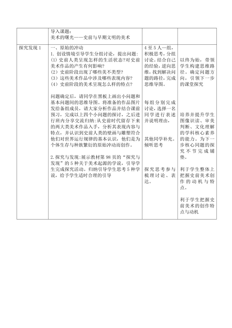 教案 第11课 美术的曙光——史前与早期文明的美术 人教版