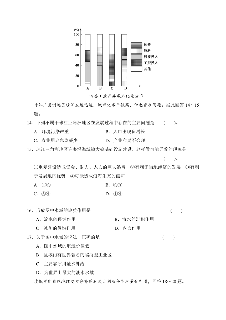 陕西省黄陵中学2017届高三上学期期末考试地理试题（普通班）