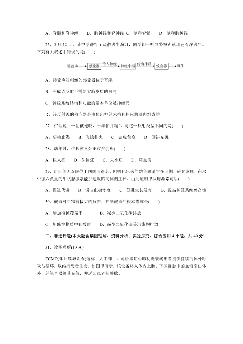 2021年广东省初中学业水平考试生物阶段测试卷(七年下)（word版含答案）