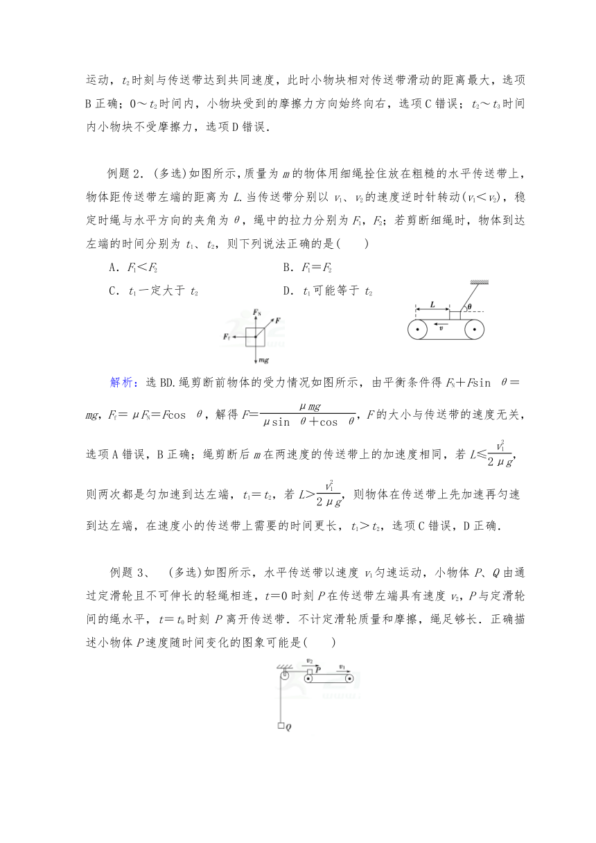 牛顿运动定律与直线运动二轮专题复习：牛顿运动定律的传送带问题Word版含解析
