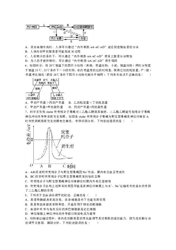 湖南省邵东县第一中学2019-2020学年高二上学期第三次月考生物试题