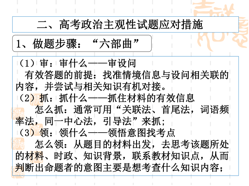 2019届高考政治主观题解题思路与技巧简化版 （共26张PPT）