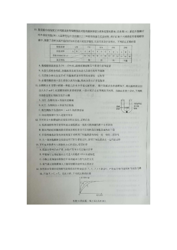 2018-2019学年河南省周口市高一上学期期末抽测考试生物试题 扫描版
