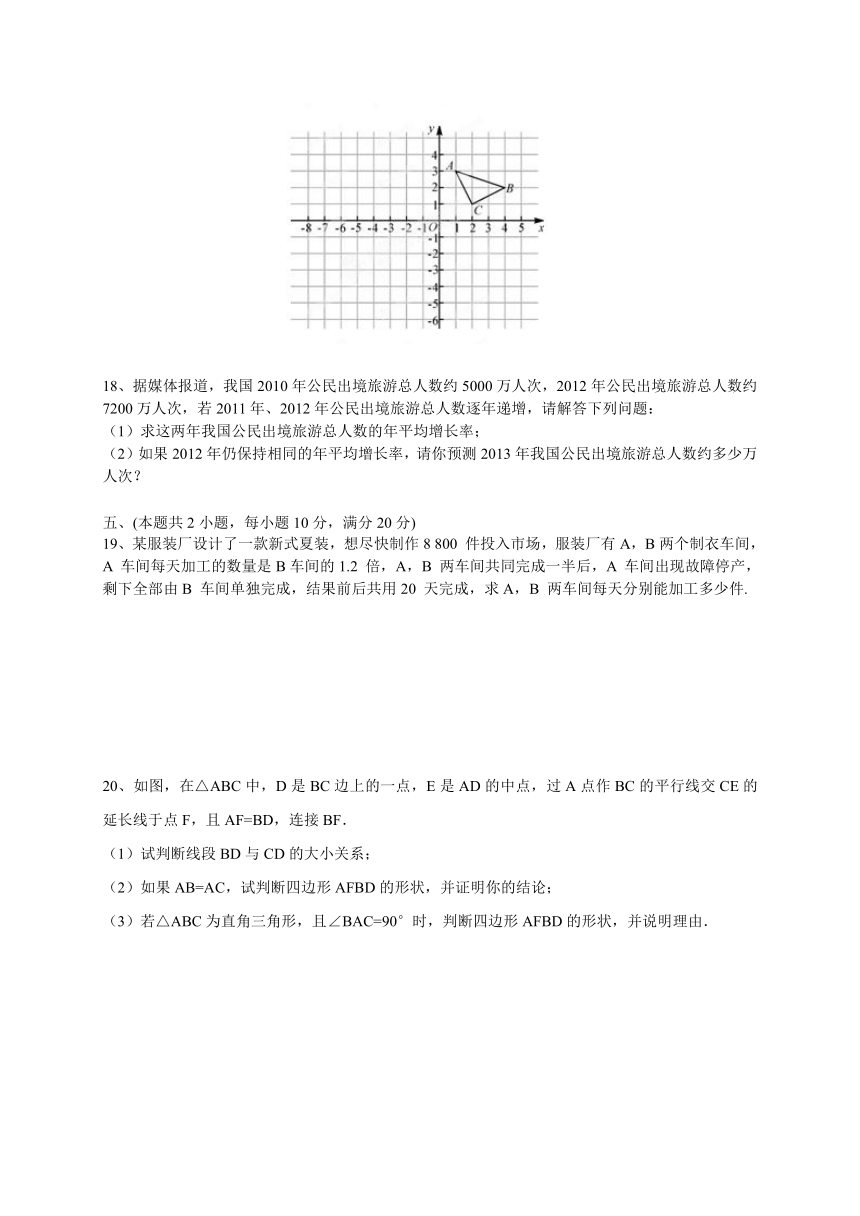 安徽省凤阳县2014届九年级中考模拟数学试题