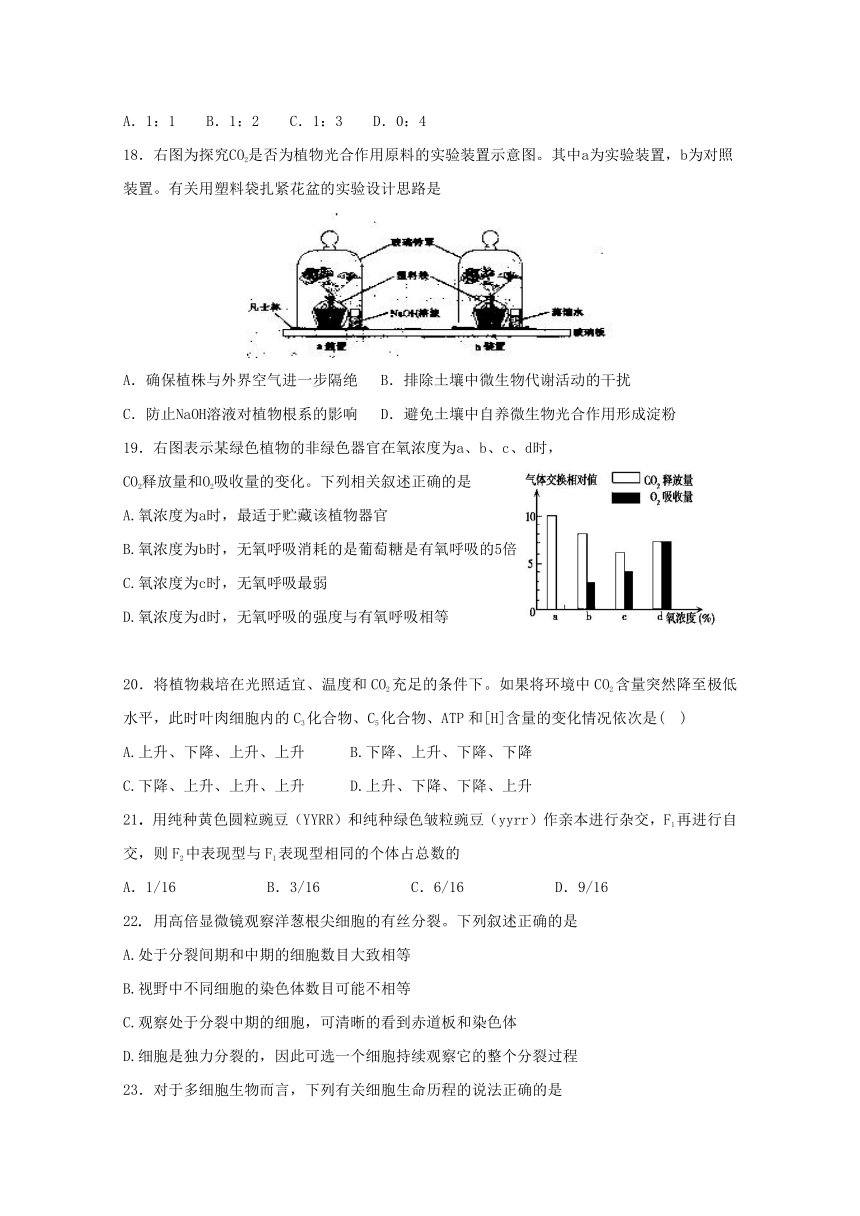 辽宁省本溪市第一中学2017-2018学年高一下学期期中考试生物试题