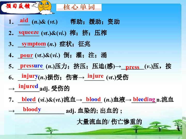 人教版高中英语必修五课件：Unit5 First aid Period 1 Key words(共27张PPT)