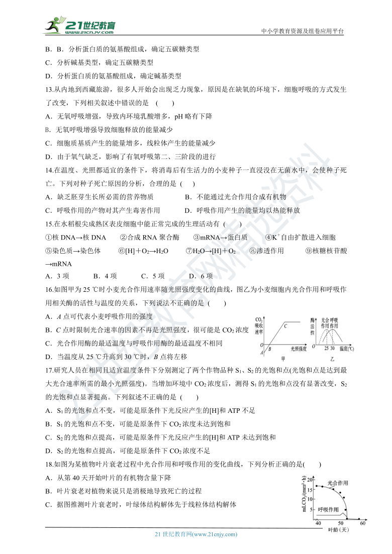 2021届高三上期生物周练习8及答案