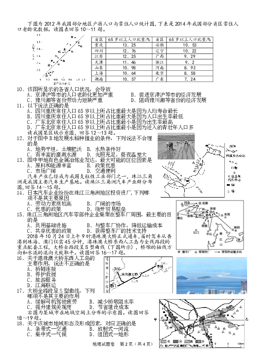 湖南省会同县一中2019届高三上学期12月月考地理试卷（PDF版）