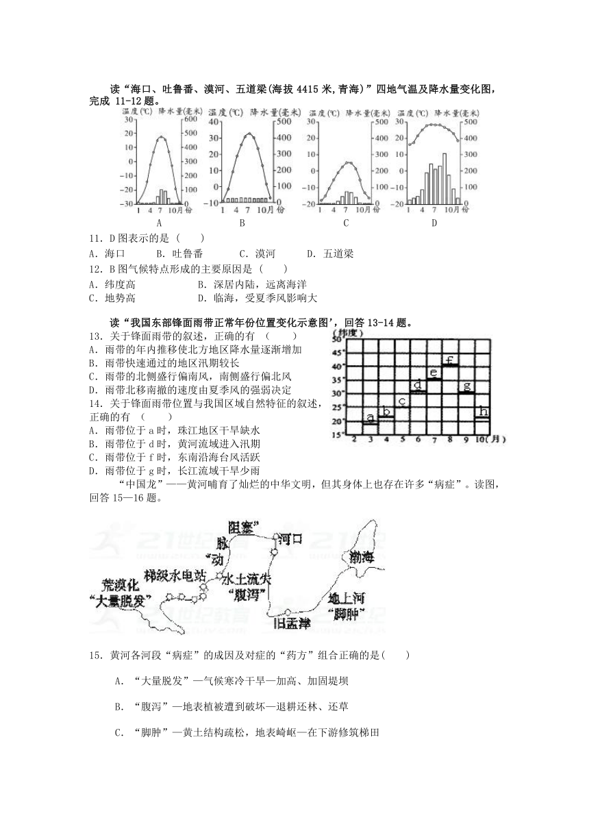 四川省乐山四校2017-2018学年高二上学期半期联考地理试题