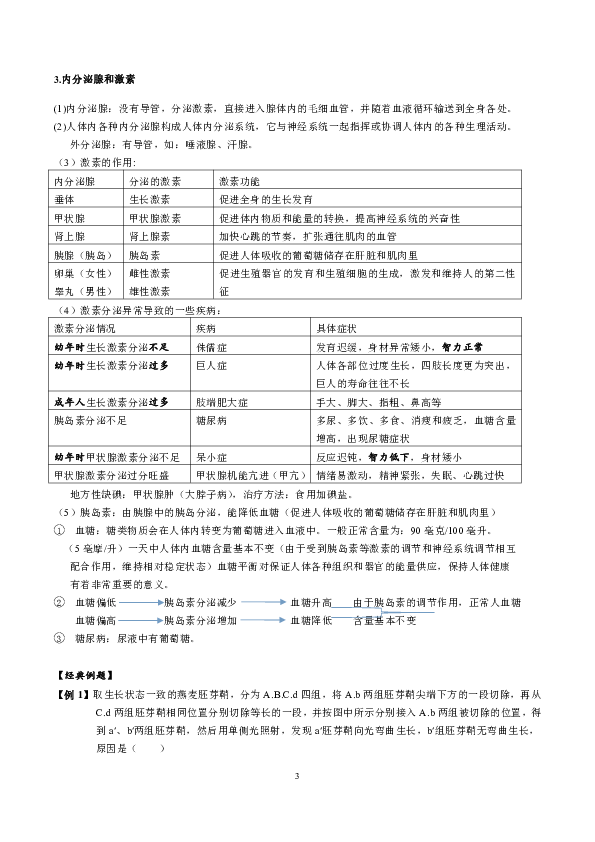 2020浙教版科学暑期培优第8讲：生命活动的调节