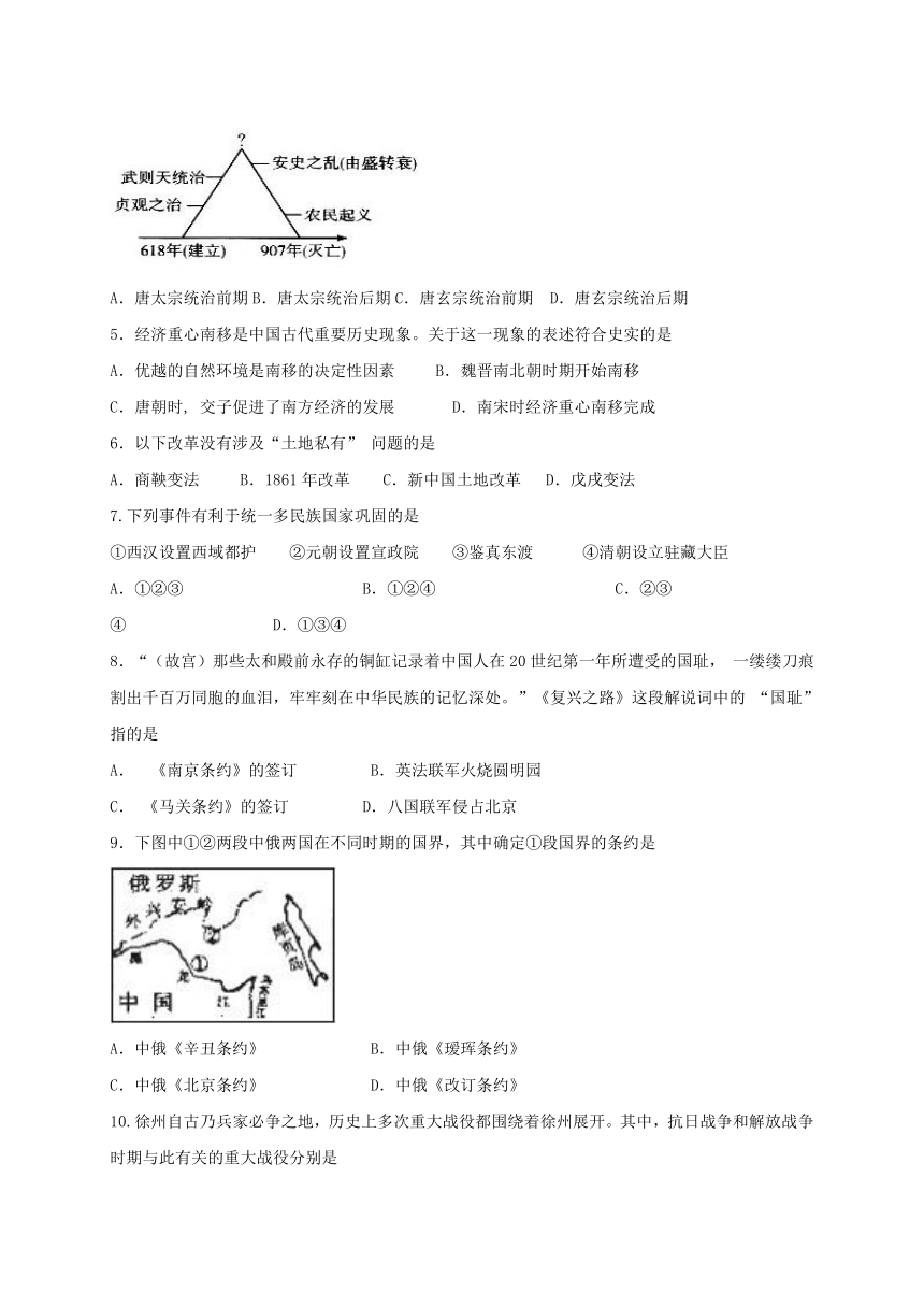 内蒙古准格尔旗2016-2017学年初三上学期期末考试历史试题